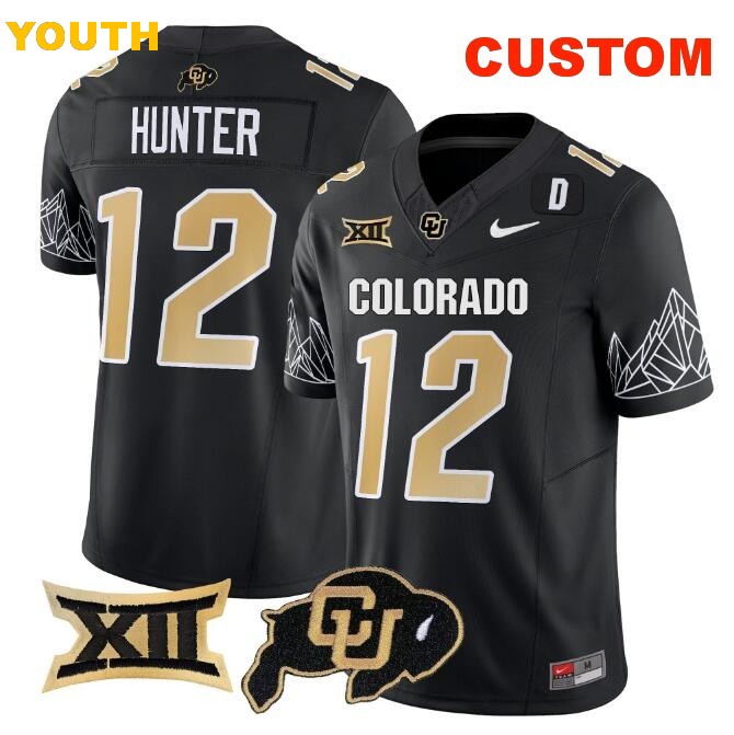 Youth Colorado Buffaloes ACTIVE PLAYER Custom Black 2024 F.U.S.E. With Big 12 XII Patch Stitched Football Jersey