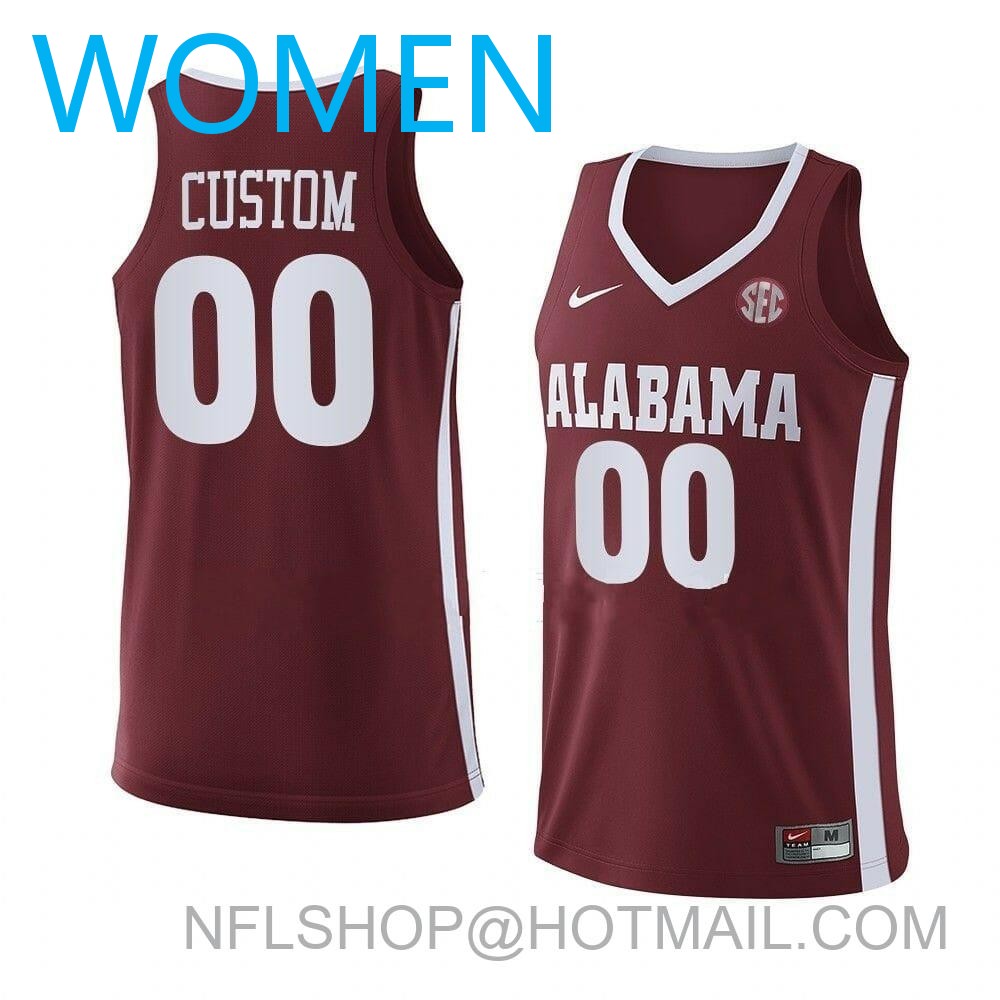 Women's Custom Nike Alabama Alabama Crimson Tide Jersey Basketball College SEC Name and Number Crimson