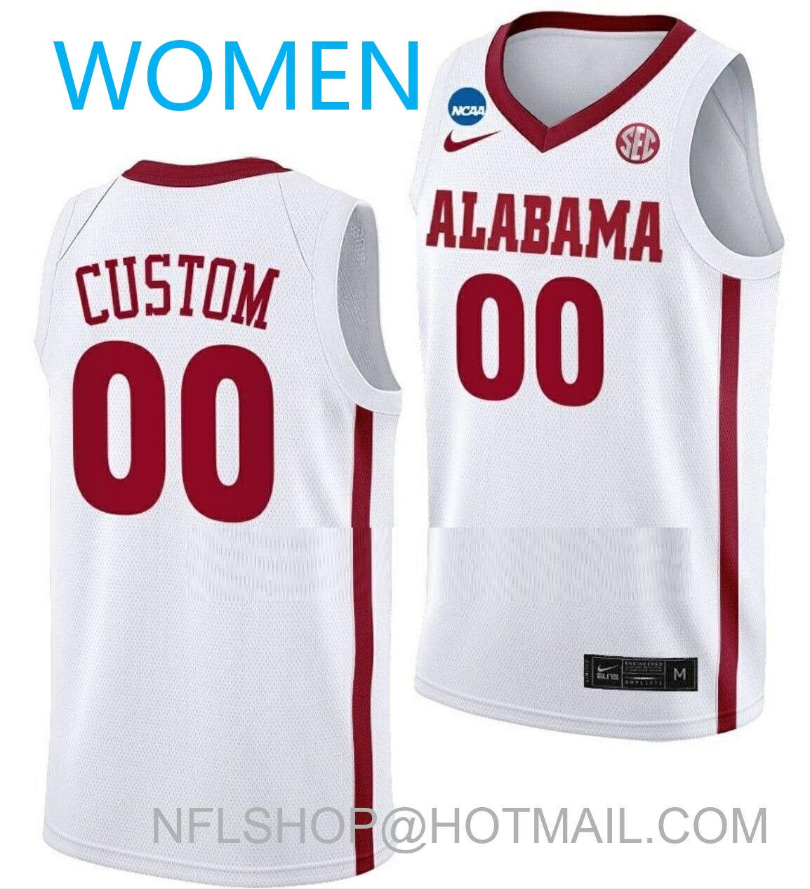 Women's Custom Nike Alabama Crimson Tide Jersey Name And Number 2023 NCAA March Madness College Basketball White