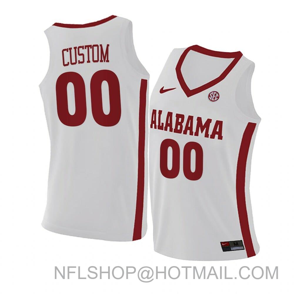 Men's Custom Nike Alabama Crimson Tide Jersey Basketball College SEC Name and Number Swingman White