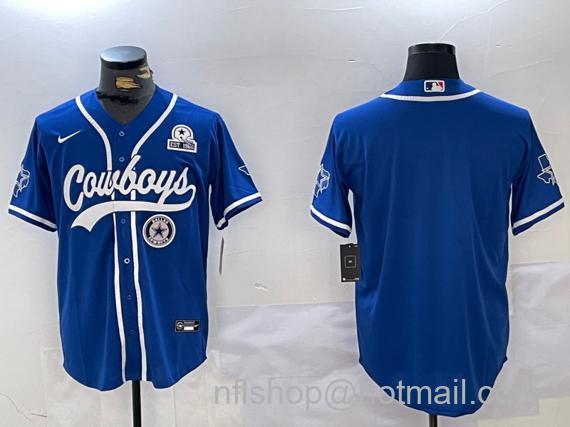 Men's Dallas Cowboys Blank Royal With Team and 1960 Patch Cool Base Stitched Baseball Jersey