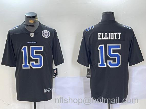 Men's Dallas Cowboys #15 Ezekiel Elliott Black Throwback Vapor Untouchable Limited Stitched Football Jerseys