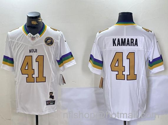 Men's New Orleans Saints #41 Alvin Kamara White 1987 Legacy 2024 F.U.S.E. Vapor Limited Stitched Jersey