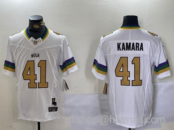 Men's New Orleans Saints #41 Alvin Kamara White 2024 F.U.S.E. Vapor Limited Stitched Jerseys