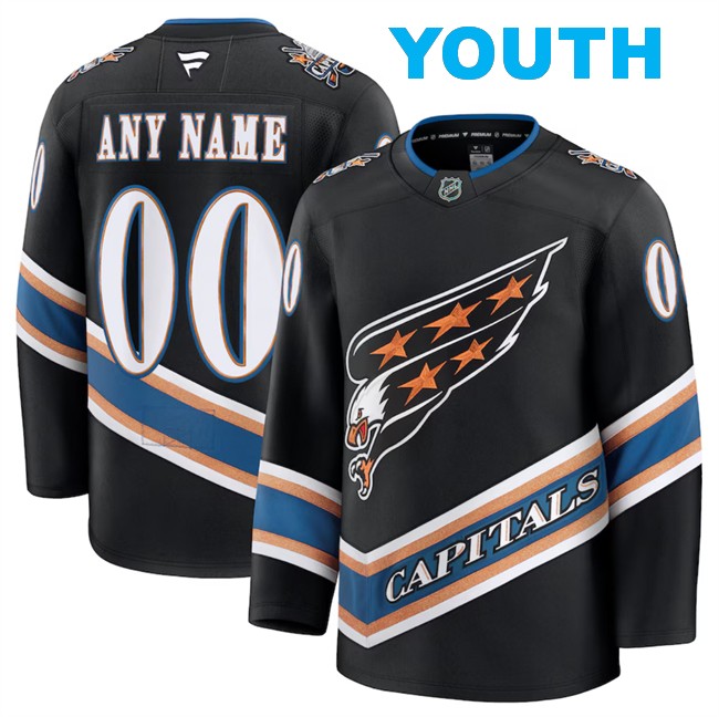 Youth Washington Capitals Active Player Custom Black 2024-25 Alternate Stitched Hockey Jersey