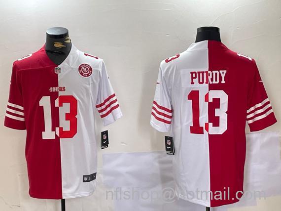 Men's San Francisco 49ers #13 Brock Purdy Red & White Split Limited Stitched Jersey