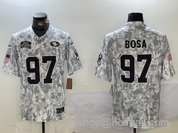 Men's San Francisco 49ers #97 Nick Bosa 2024 F.U.S.E. Arctic Camo Salute To Service Limited Stitched Football Jerseys