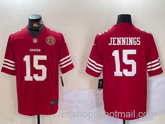 Men's San Francisco 49ers #15 Jauan Jennings Team Patch Red Vapor Untouchable Limited Stitched Jersey