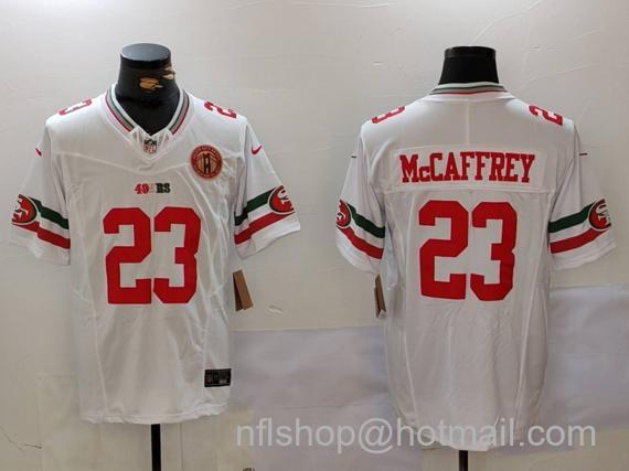 Men's San Francisco 49ers #23 Christian McCaffrey White F.U.S.E. Mexico Faithful To The Bay Patch Vapor Limited Stitched Football Jersey