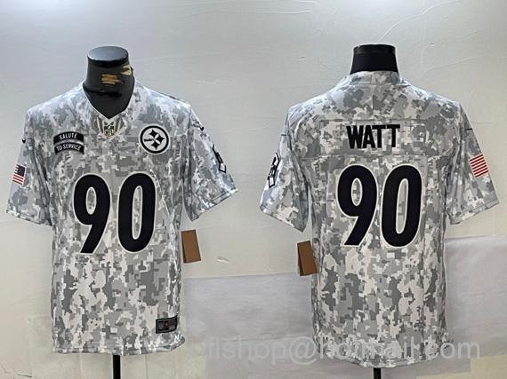 Men's Pittsburgh Steelers #90 T. J. Watt 2024 F.U.S.E. Arctic Camo Salute To Service Limited Stitched Football Jersey