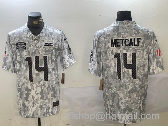 Men's Seattle Seahawks #14 DK Metcalf 2024 F.U.S.E. Arctic Camo Salute To Service Limited Stitched Football Jersey