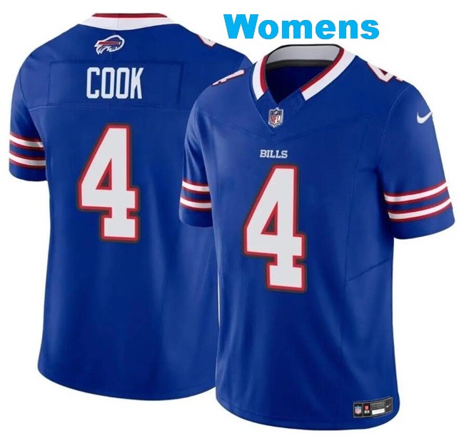 Women's Buffalo Bills #4 James Cook Blue 2023 F.U.S.E. Vapor Untouchable Limited Stitched Football Jersey(Run Small)