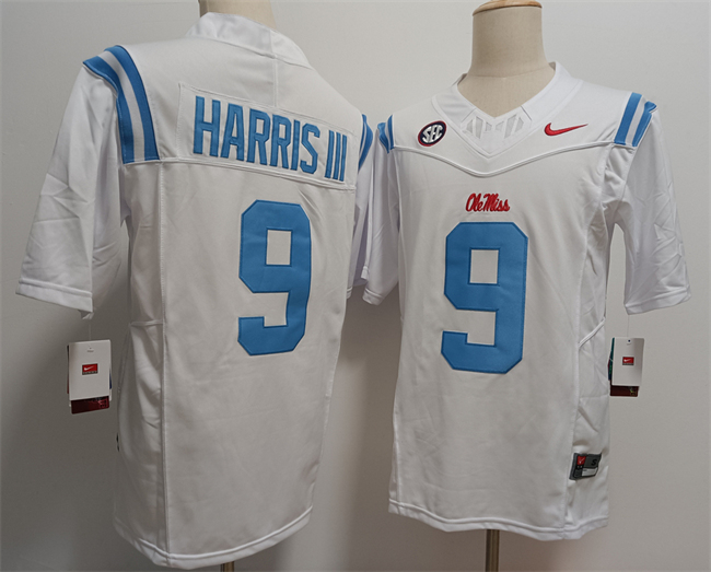 Men's Ole Miss Rebels #9 Tres Harris III White 2024 F.U.S.E Stitched jersey