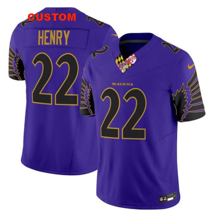 Men's Baltimore Ravens Active Player Custom Purple 2024 F.U.S.E. Vapor Limited Football Jersey