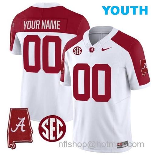 Youth Nike Custom Alabama Crimson Tide Jersey Name and Number Vapor Limited Alabama Map Inverted All Stitched