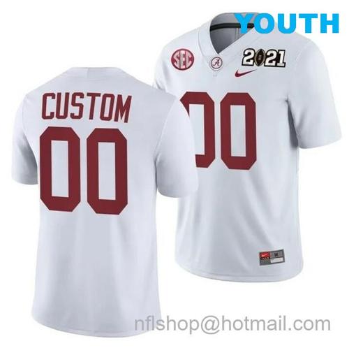 Youth Nike Custom Alabama Crimson Tide Jersey NCAA College Football Playoff Away White