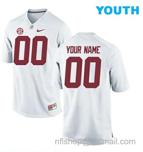 Youth Nike Personalized Alabama Crimson Tide Football Jersey Name Number College White