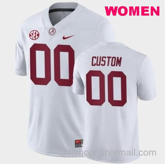 Women's Nike Personalized Alabama Crimson Tide Jersey White College Football Away Game