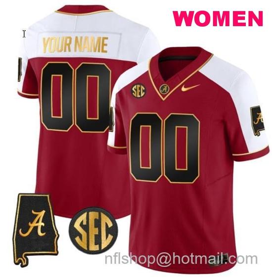 Women's Nike Custom Alabama Crimson Tide Jersey Name and Number Gold Vapor Limited Alabama Map Alternate All Stitched