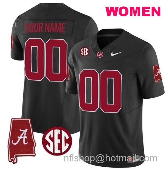 Women's Nike Custom Alabama Crimson Tide Jersey Name and Number Vapor Limited Alabama Map Black All Stitched