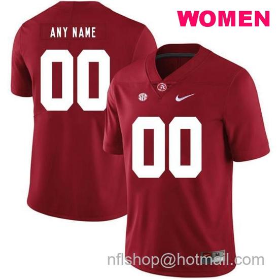 Women's Nike Personalized Alabama Crimson Tide Football Jersey Name Number NCAA College Red