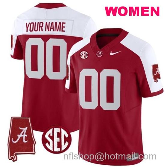 Women's Nike Custom Alabama Crimson Tide Jersey Name and Number Vapor Limited Alabama Map Alternate All Stitched