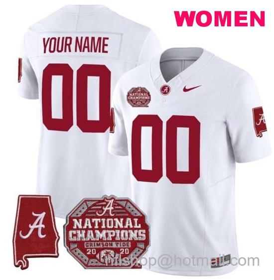 Women's Nike Custom Alabama Crimson Tide Jersey Name and Number Vapor Limited White All Stitched