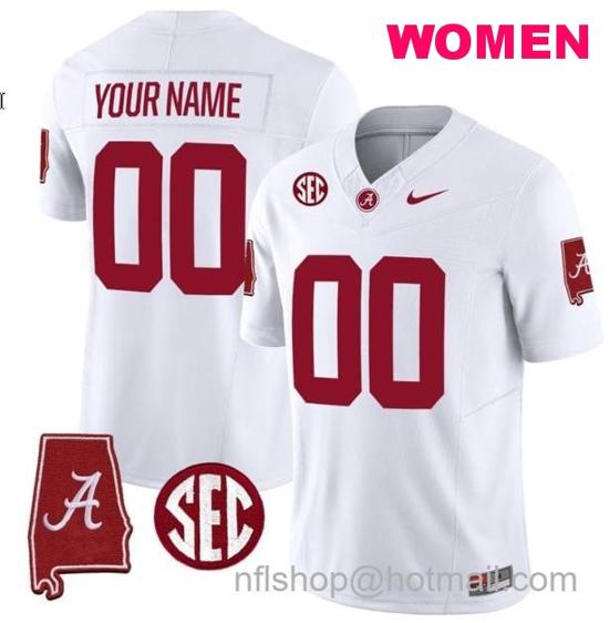 Women's Nike Custom Alabama Crimson Tide Jersey Name and Number Vapor Limited Alabama Map White All Stitched