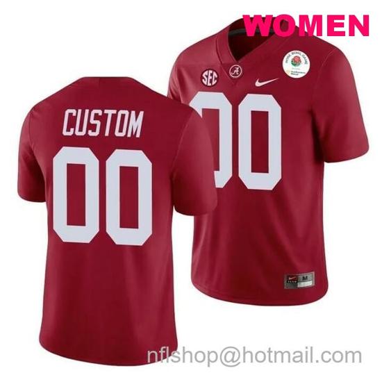 Women's Nike Custom Alabama Crimson Tide Jersey 2021 Rose Bowl NCAA College Football Crimson_1