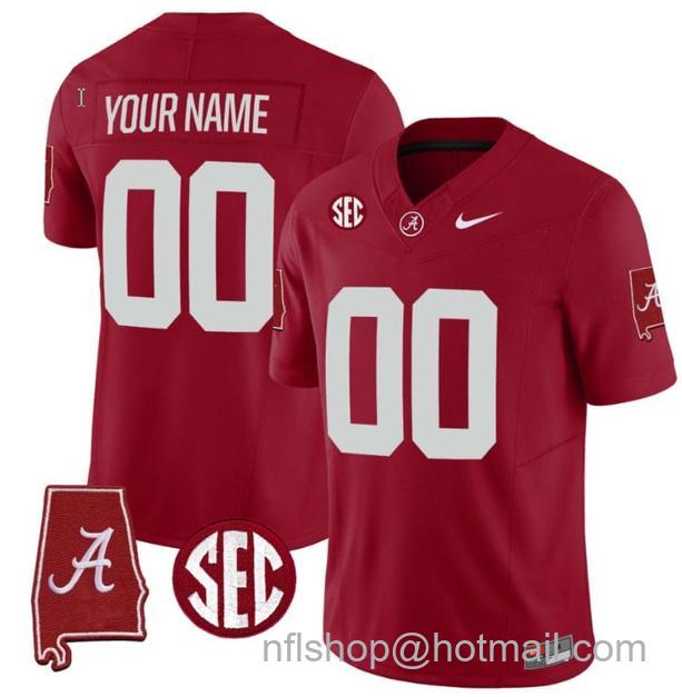 Men's Nike Custom Alabama Crimson Tide Jersey Name and Number Vapor Limited Alabama Map Crimson All Stitched