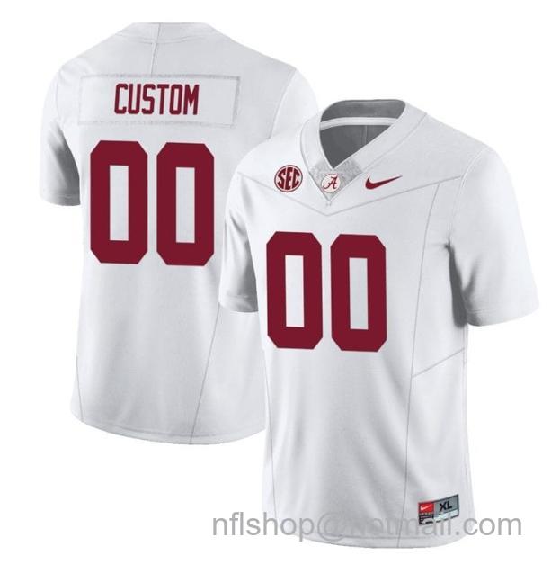 Men's Nike Custom Alabama Crimson Tide Jersey Name and Number Football SEC Patch White All Stitched