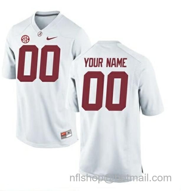 Men's Nike Personalized Alabama Crimson Tide Football Jersey Name Number College White