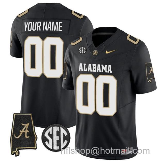 Men's Nike Custom Alabama Crimson Tide Jersey Name and Number Vapor Limited Alabama Map V2 Black All Stitched