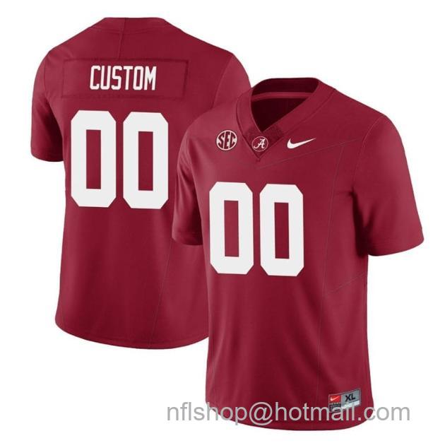 Men's Nike Custom Alabama Crimson Tide Jersey Name and Number Football College SEC Patch Crimson All Stitched