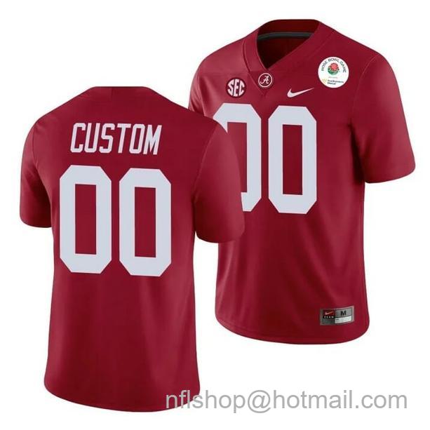 Men's Nike Custom Alabama Crimson Tide Jersey 2021 Rose Bowl NCAA College Football Crimson_1