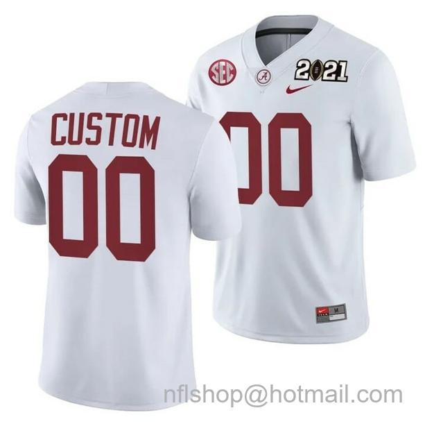 Men's Nike Custom Alabama Crimson Tide Jersey NCAA College Football Playoff Away White