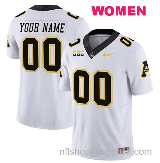 Women's Nike Custom Appalachian State Mountaineers Jersey Name and Number Vapor Limited College Football White