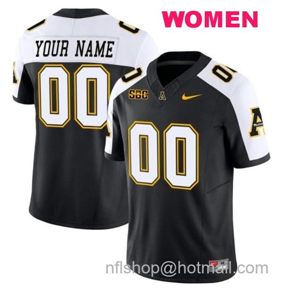 Women's Nike Custom Appalachian State Mountaineers Jersey Name and Number Vapor Limited College Football Black Alternate