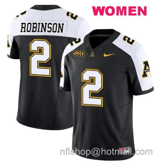 Women's Nike Kaedin Robinson Jersey #2 Appalachian State Mountaineers Vapor Limited College Football Black Alternate