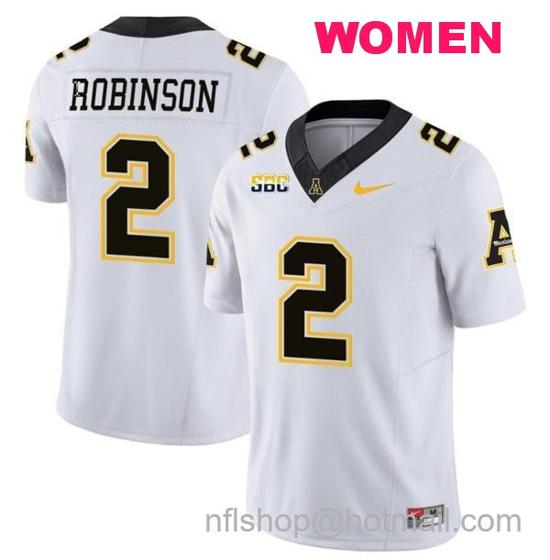 Women's Nike Kaedin Robinson Jersey #2 Appalachian State Mountaineers Vapor Limited College Football White