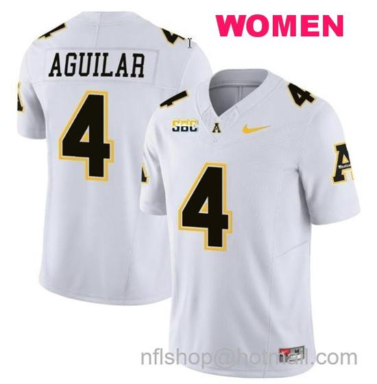 Women's Nike Joey Aguilar Jersey #4 Appalachian State Mountaineers Vapor Limited College Football White