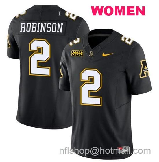 Women's Nike Kaedin Robinson Jersey #2 Appalachian State Mountaineers Vapor Limited College Football Black