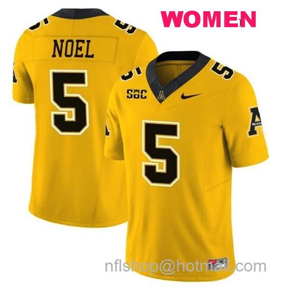 Women's Nike Nate Noel Jersey #5 Appalachian State Mountaineers Vapor Limited College Football Yellow