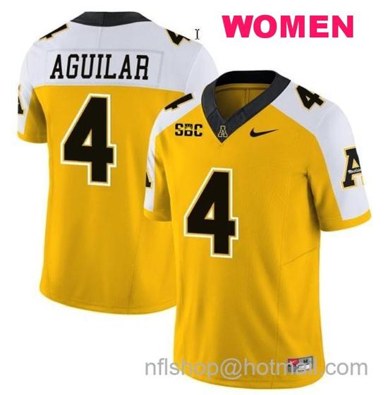 Women's Nike Joey Aguilar Jersey #4 Appalachian State Mountaineers Vapor Limited College Football Yellow Alternate