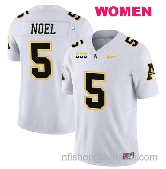 Women's Nike Nate Noel Jersey #5 Appalachian State Mountaineers Vapor Limited College Football White