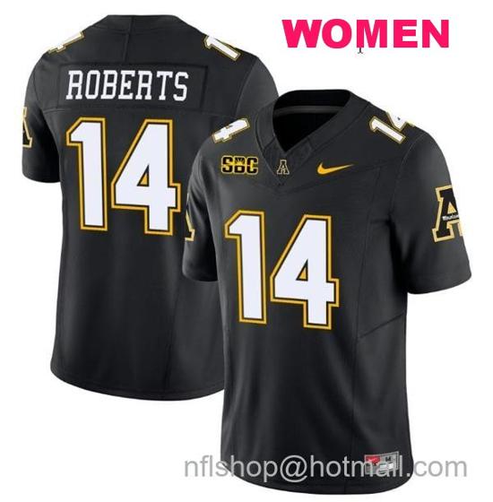 Women's Nike Kanye Roberts Jersey #14 Appalachian State Mountaineers Vapor Limited College Football Black