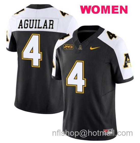 Women's Nike Joey Aguilar Jersey #4 Appalachian State Mountaineers Vapor Limited College Football Black Alternate