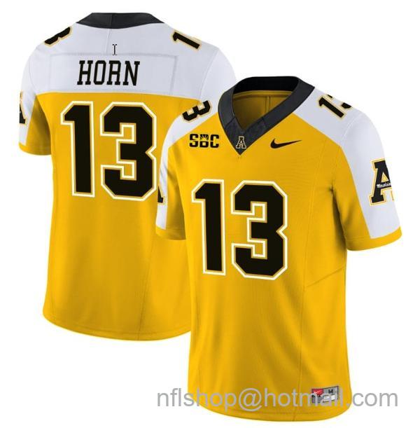 Men's Christan Horn Jersey #13 Appalachian State Mountaineers Vapor Limited College Football Yellow Alternate