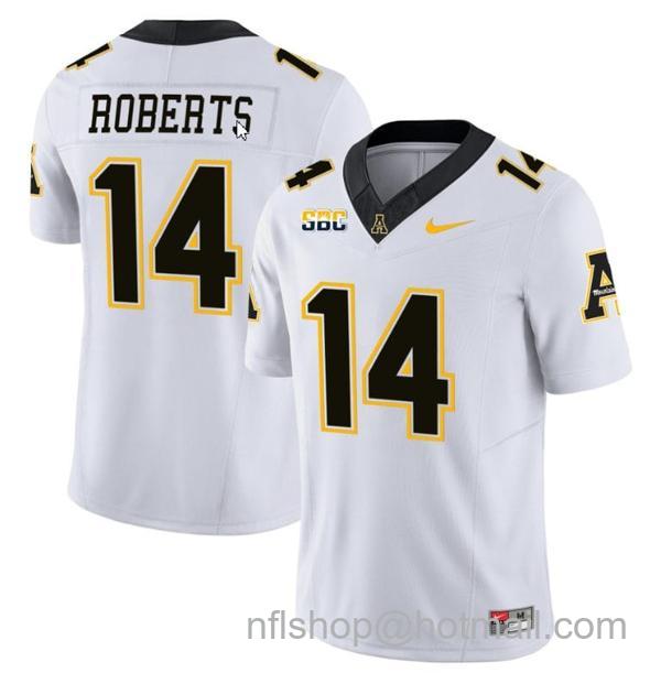 Men's Kanye Roberts Jersey #14 Appalachian State Mountaineers Vapor Limited College Football White