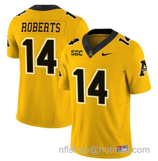 Men's Kanye Roberts Jersey #14 Appalachian State Mountaineers Vapor Limited College Football Yellow